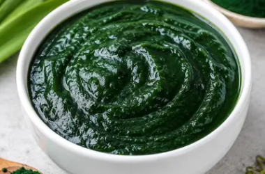 Fresh organic spirulina puree being processed at Nutrialgo's production facility in Karaikudi, Tamil Nadu.
