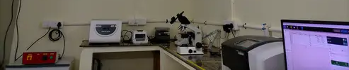 Inside the Nutrialgo quality assurance laboratory, featuring advanced testing equipment for ensuring spirulina purity and safety.